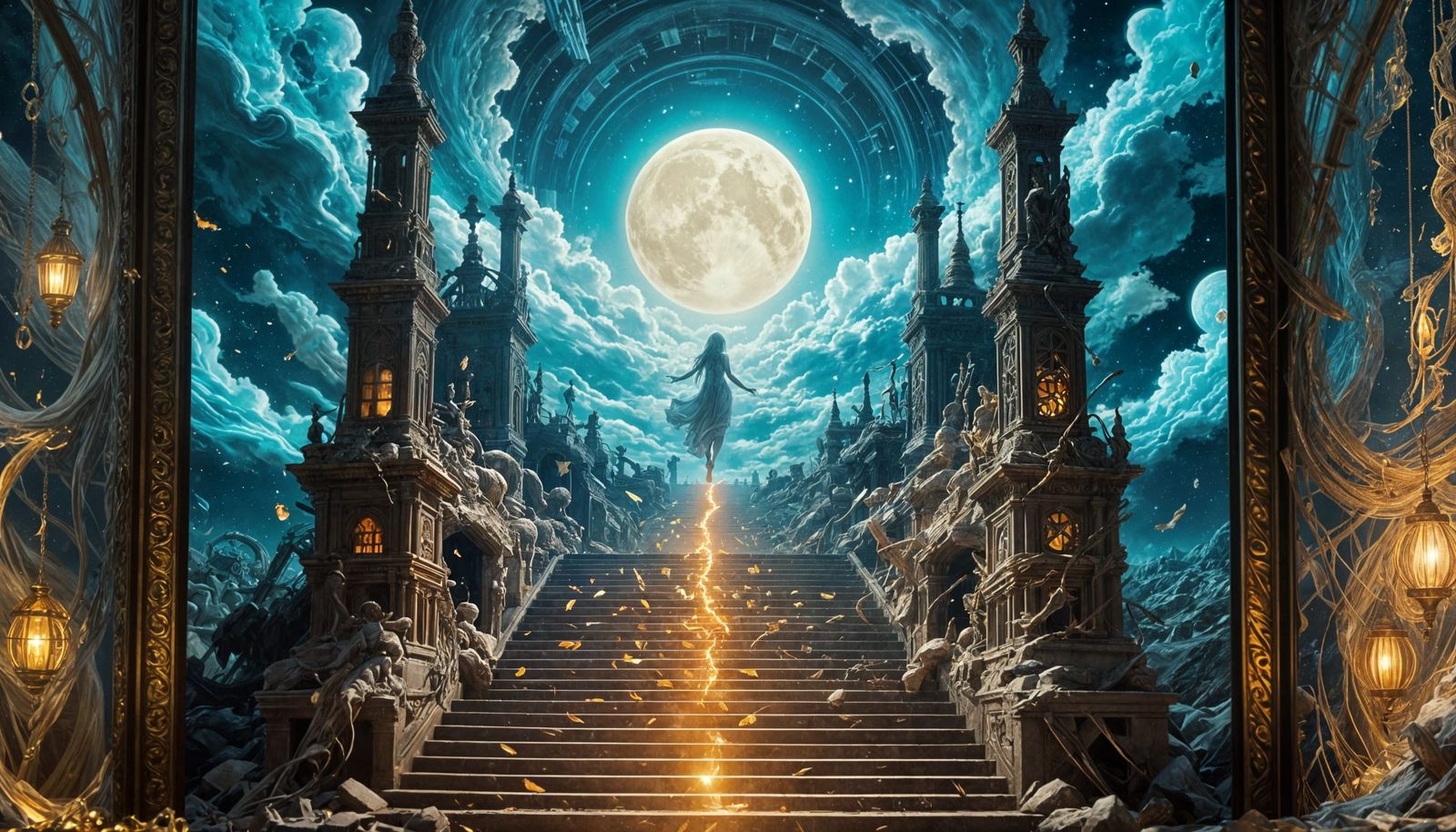 Dreamscapes of Trapped Moons and Infinite Descent