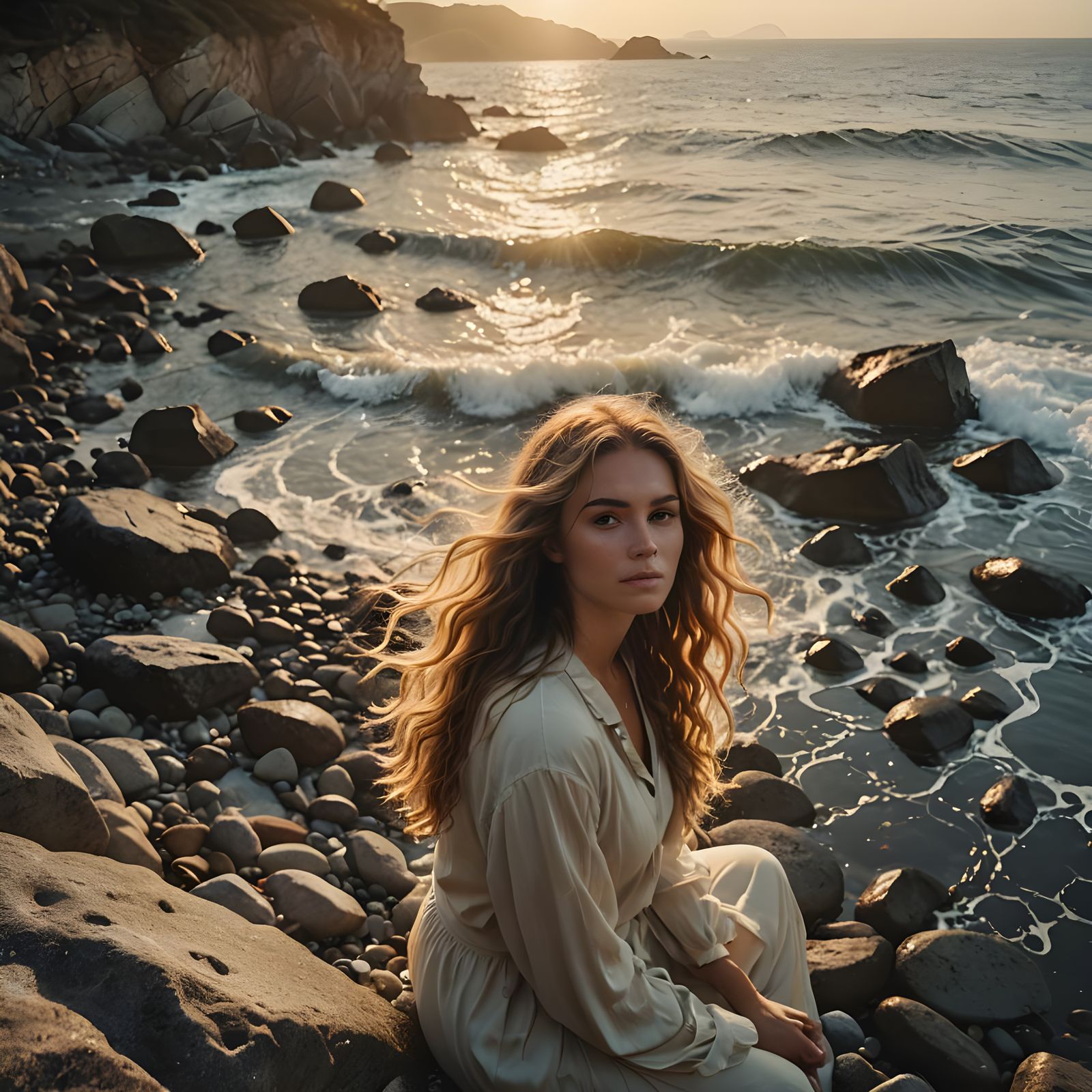 Ocean Hair Girl: Cinematic Film Still