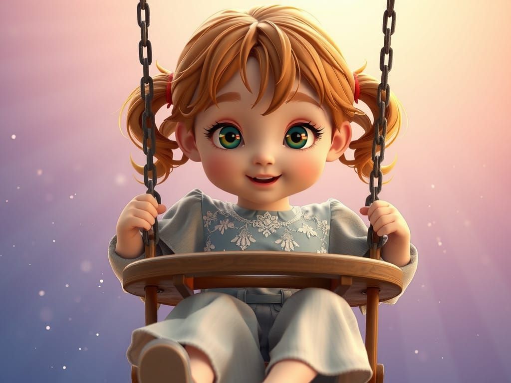 Vibrant Girl Soars in Whimsical 3D Art