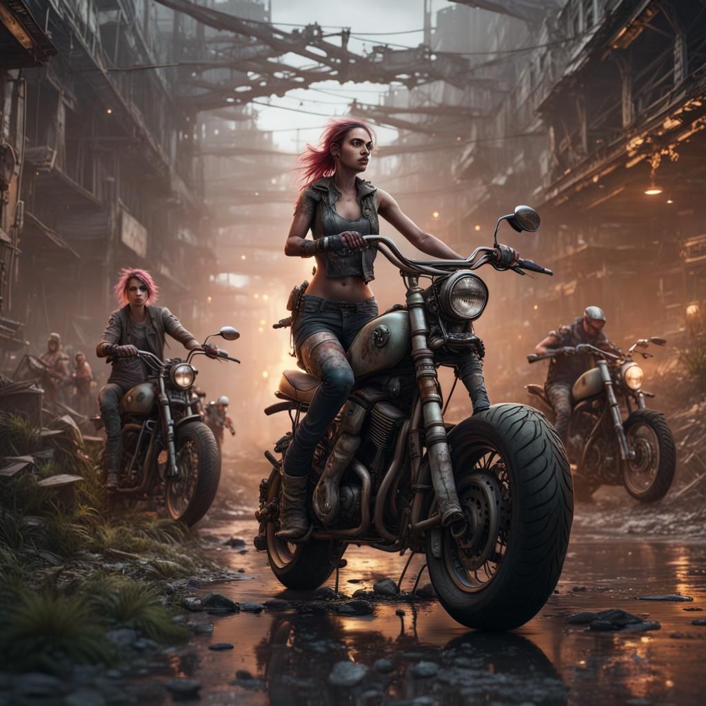 Post-Apocalyptic Fairy Biker Gang Concept Art