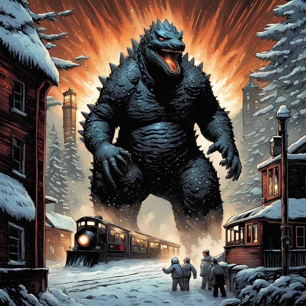 Godzilla Eats The Polar Express: Comic Book Art