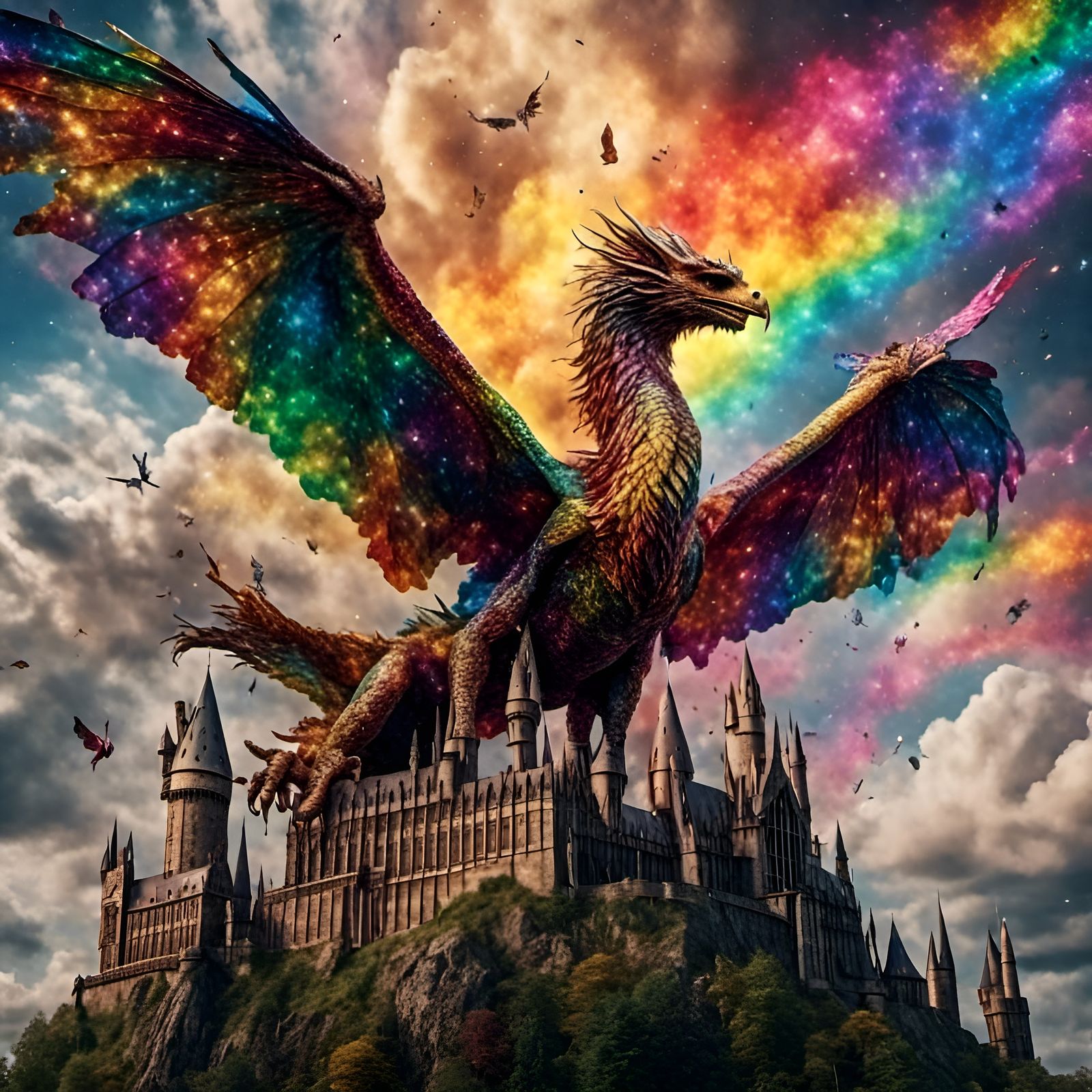 Harry Potter and Dumbledore Fight Golden Dragon