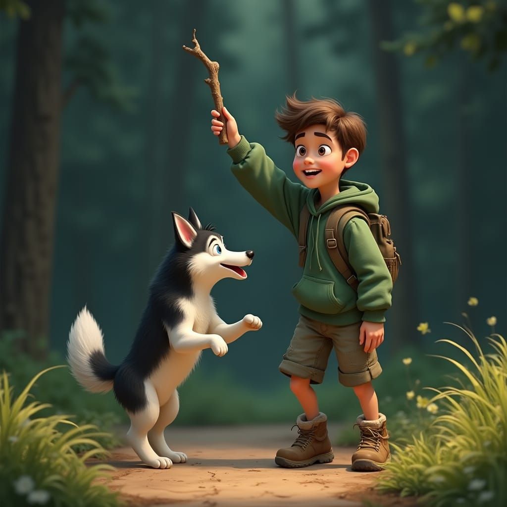 Joyful Forest Adventure in 3D Animated Style