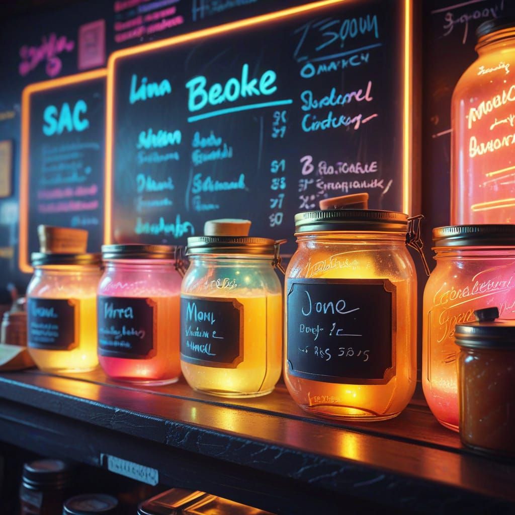 Synthwave Chalkboard Menu with Neon Reflections