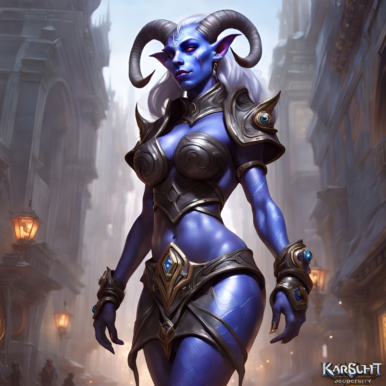 Hyperdetailed Draenei in Latex Outfit, Digital Art