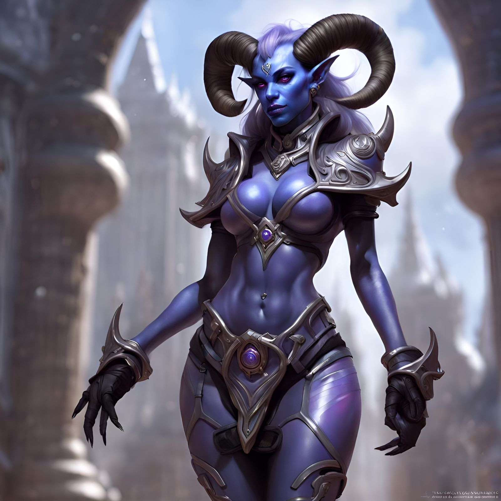 Hyperdetailed Draenei in Latex Harness, Digital Art