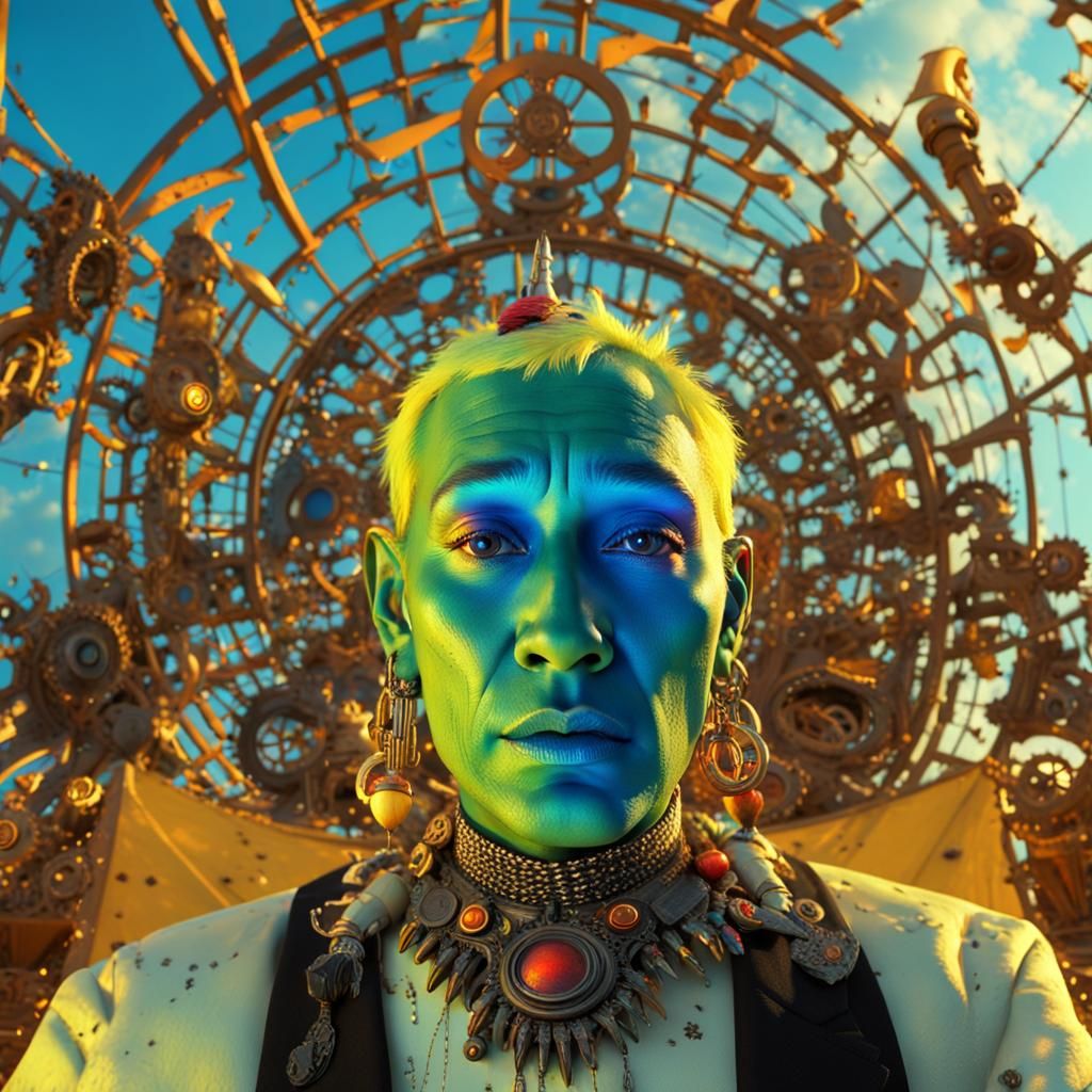 Psychedelic Teepee in Industrial Wasteland: Surrealist Image