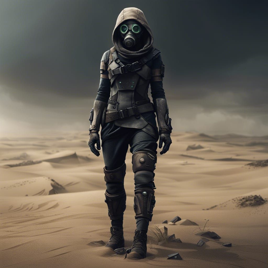 Cyberpunk Survivor in Toxic Wasteland