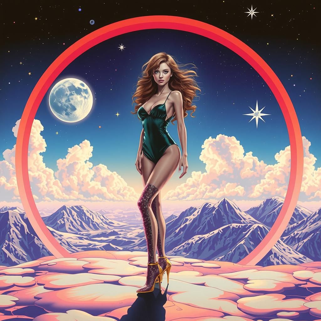 Retro-Futuristic Space Fantasy in Art Nouveau Style