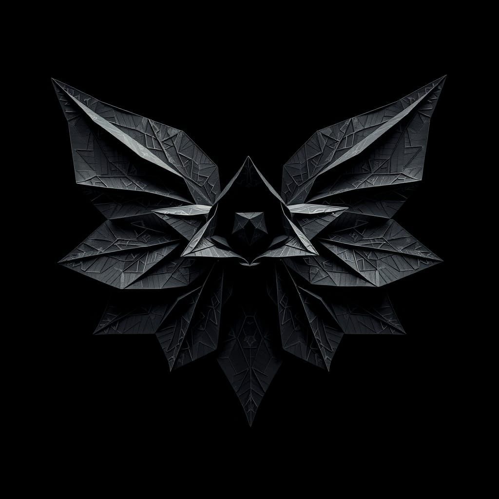 Origami Lotus Geisha in Black Cubist Kimono