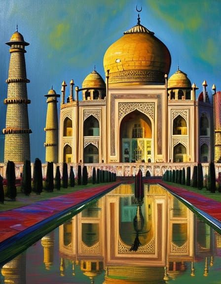 Taj Mahal Painting in Expressionist Style