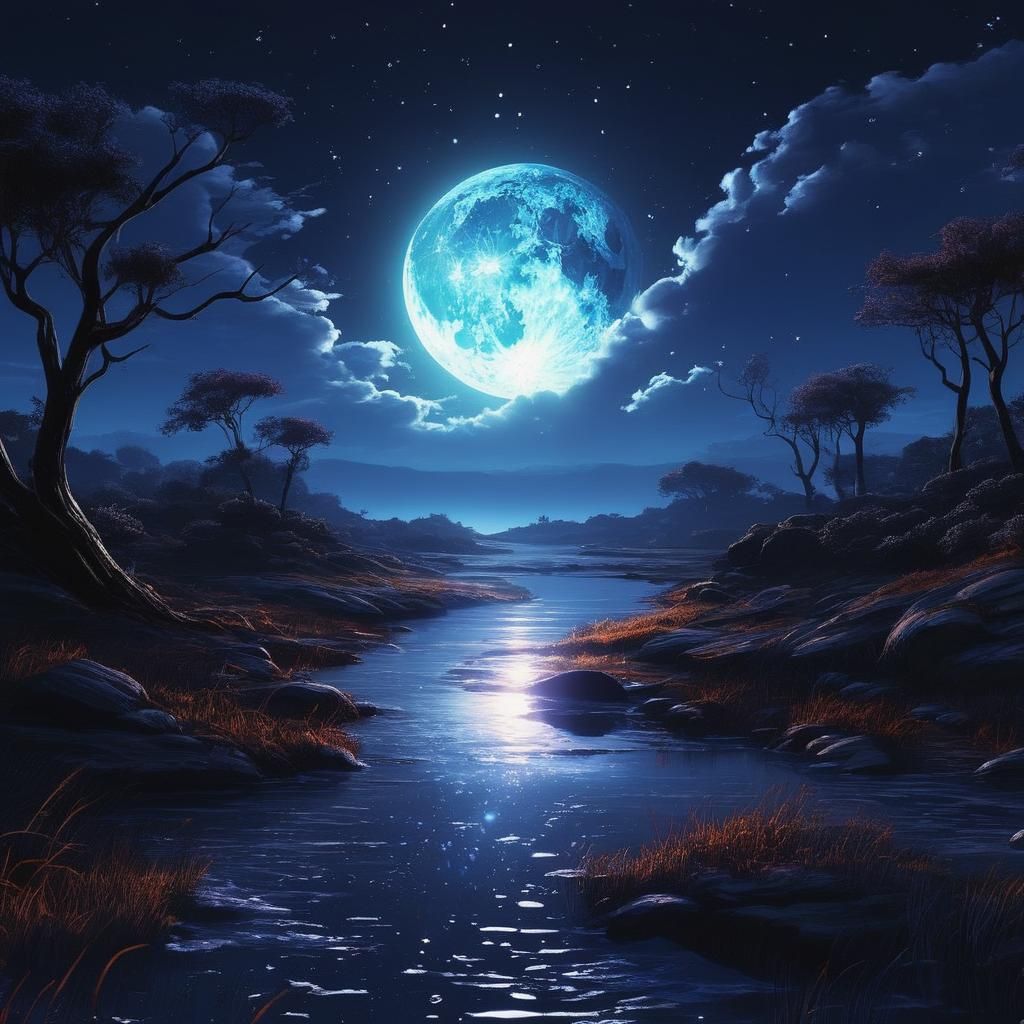 Minimalist Crescent Moon in the Night Sky