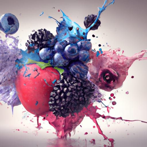 Exploding Berries in a Dramatic Digital Painting
