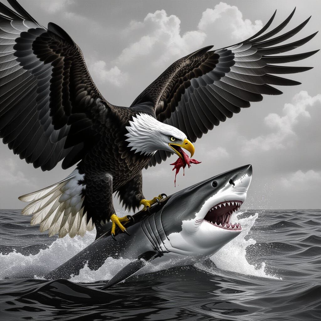 Eagle Devours Shark in Mysterious Goya-esque Photography