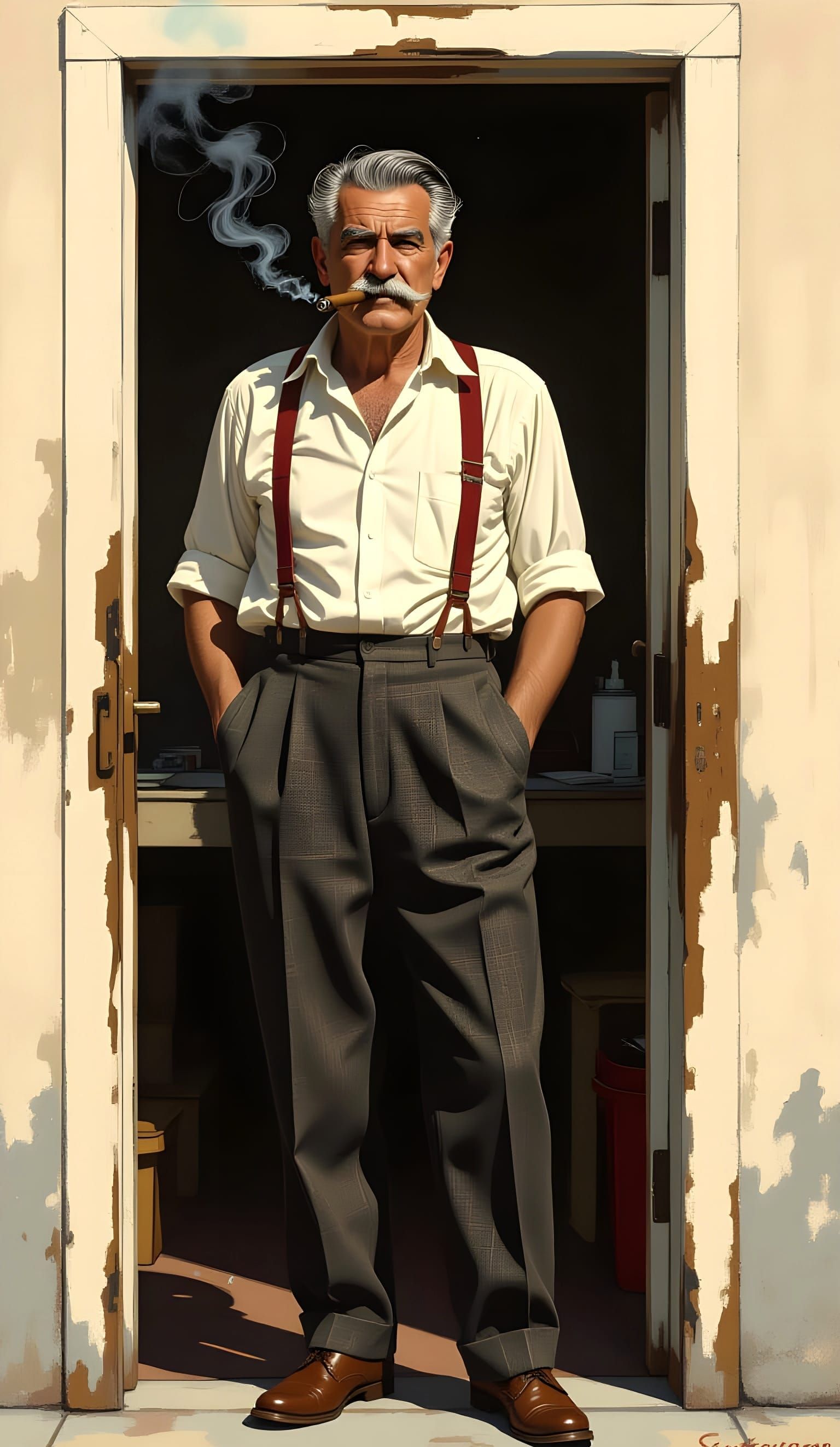 Elderly Italian Photographer in 1940s Style