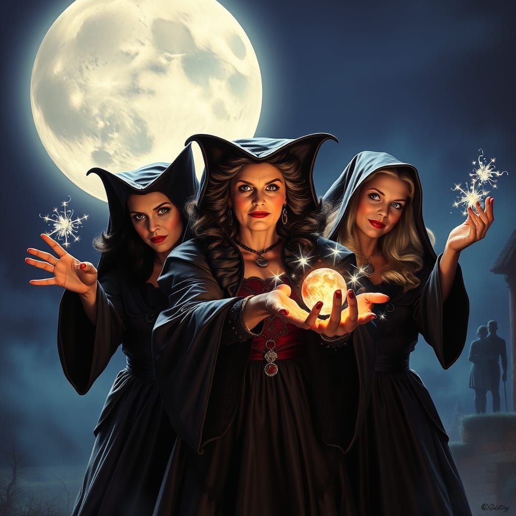 Sanderson Sisters Conjure Magic Under Full Moon