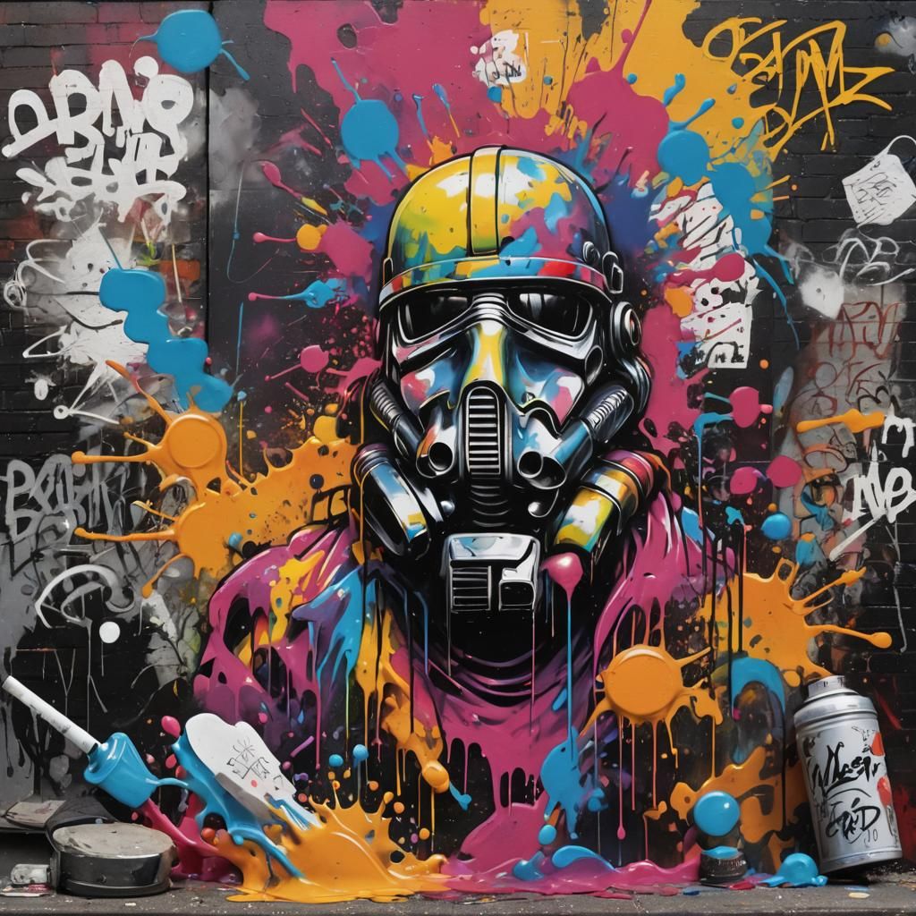 Graffiti Art Album Cover with Polychromatic Details