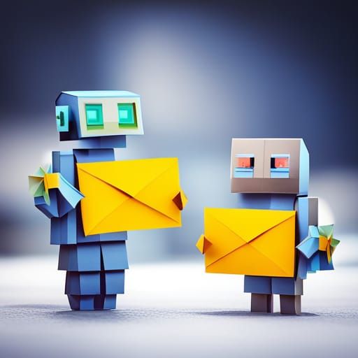 Origami Robots Holding Hello World Sign