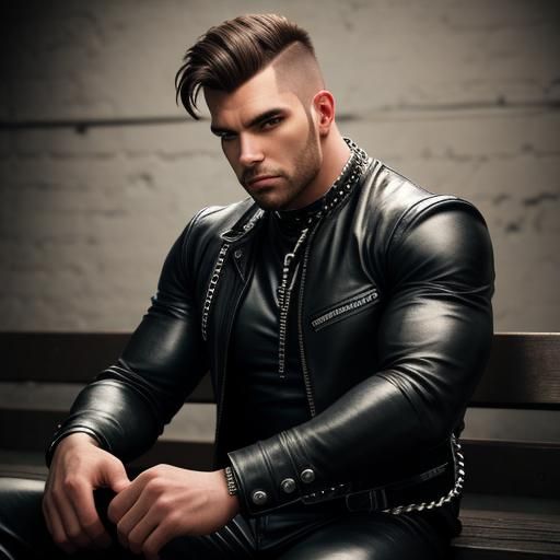 Leatherman in Dungeon with Chains, Professional Photography