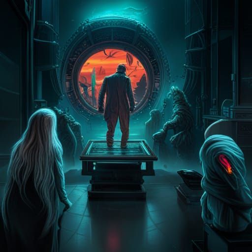 Haunted Mirror: Cyberpunk Horror in Dark Fantasy Style