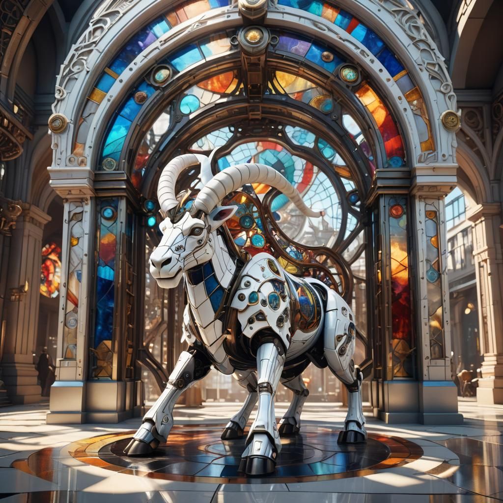 Stained Glass Capricorn in Sci-Fi Architecture