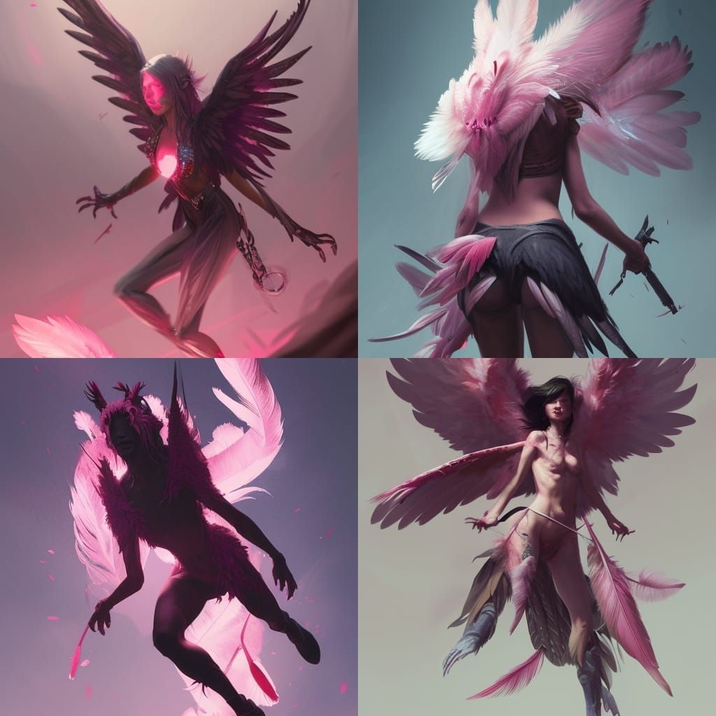 Feathered Hybrid Girl: Dark Fantasy Concept Art