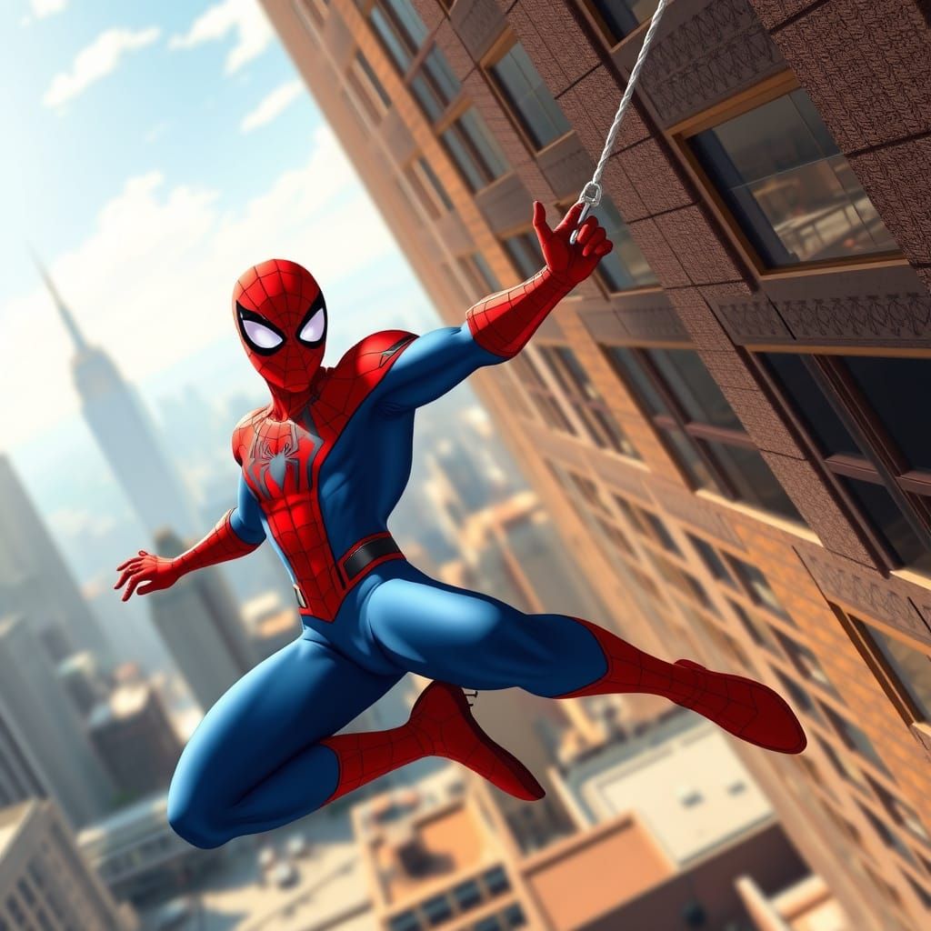 Spider-Man Swings Through New York: Cartoon Style