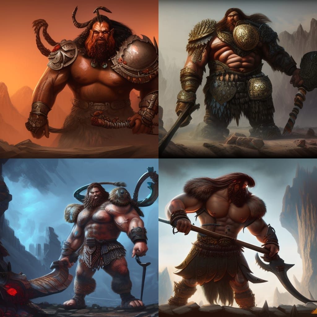 Detailed Matte Painting of a Barbarian Goliath