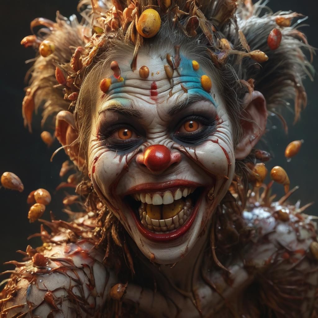Horrifying Zombie Clown: Hyperrealistic Monster Concept
