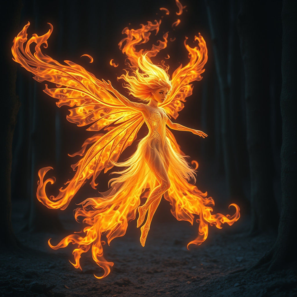 Ethereal Fire Fairy with Blazing Wings