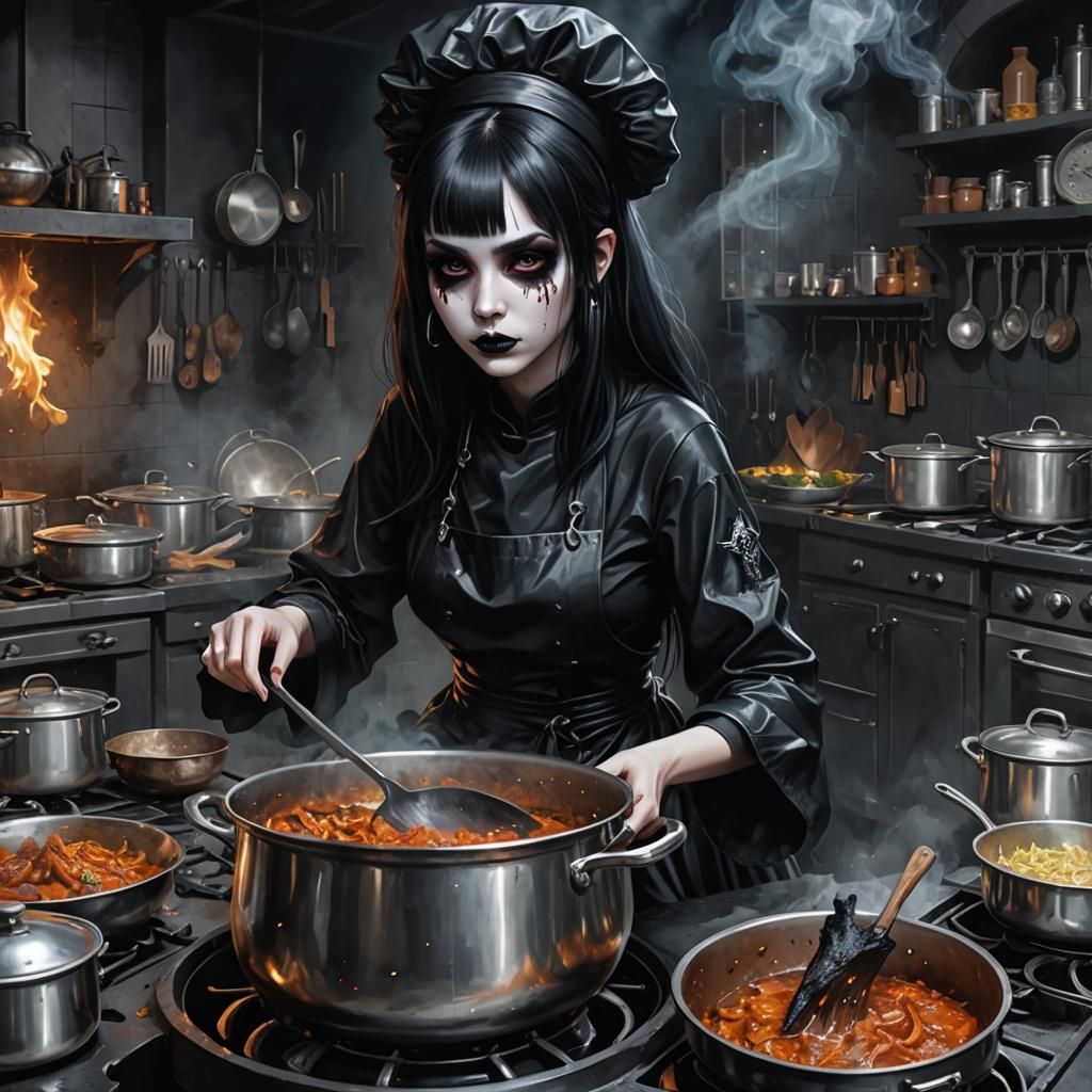 Crystalline Goth Girl Cooking Ghosts