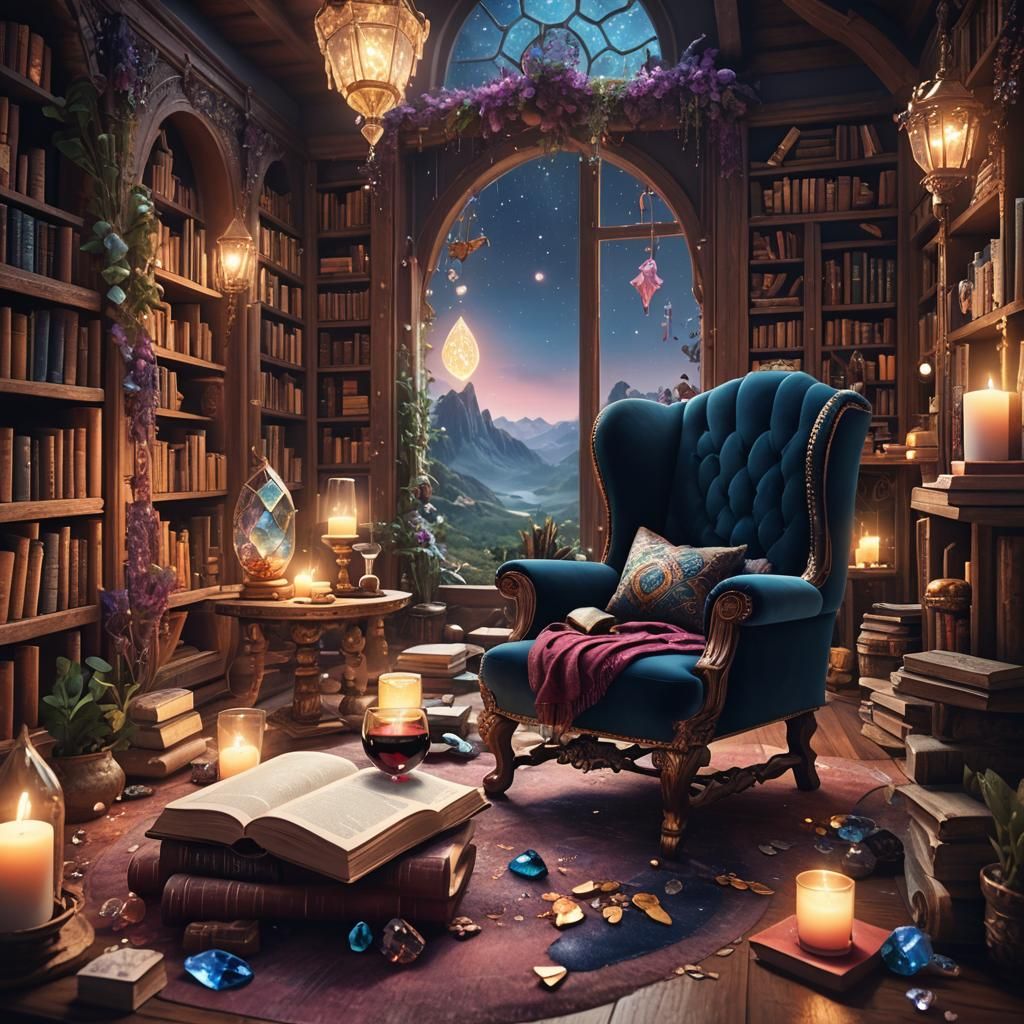 Dreamy Boho Reading Space in Detailed Matte Painting