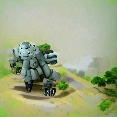 1940s Tank Humanoid Mecha Digital Rendering