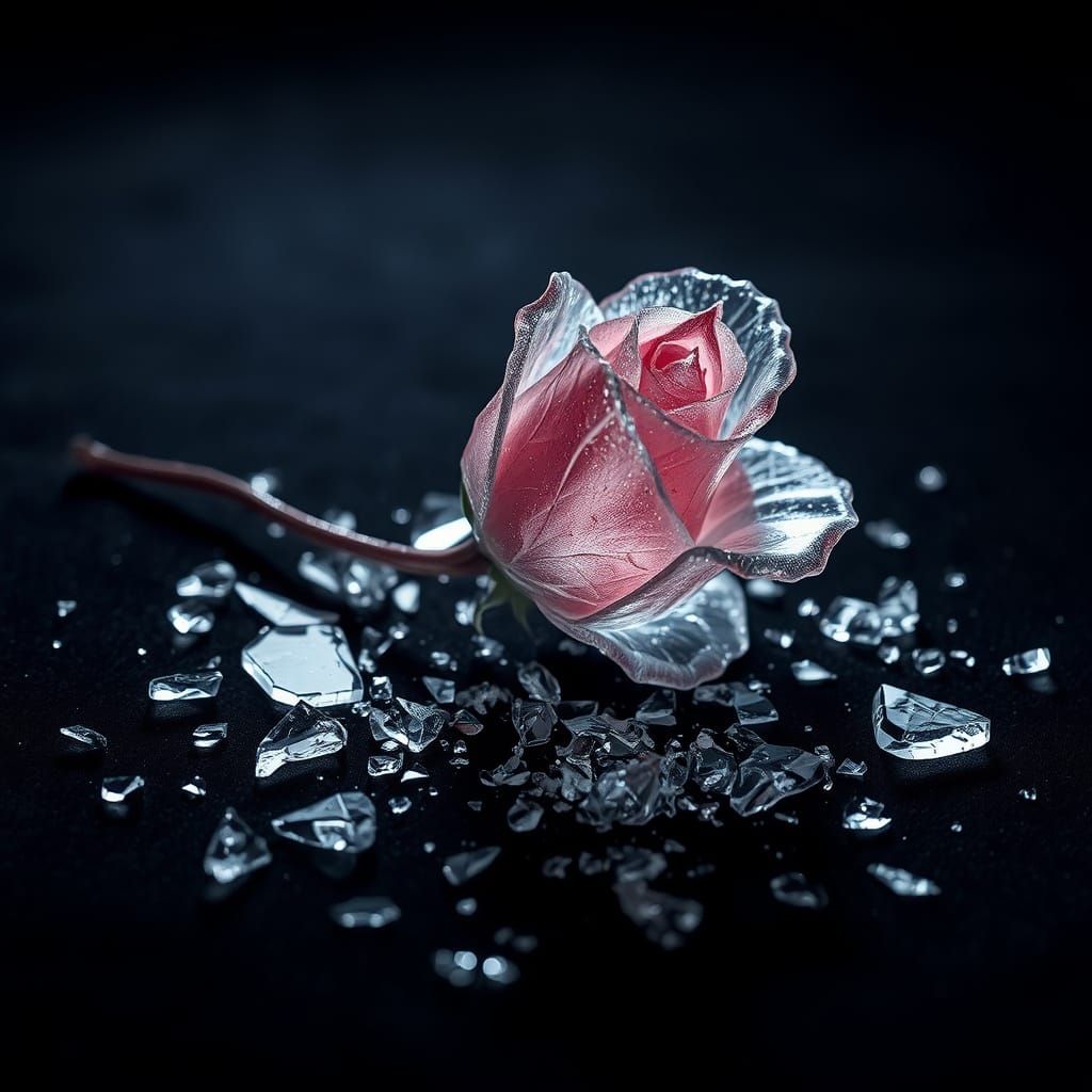 Ethereal Glass Rose in Shattered Beauty