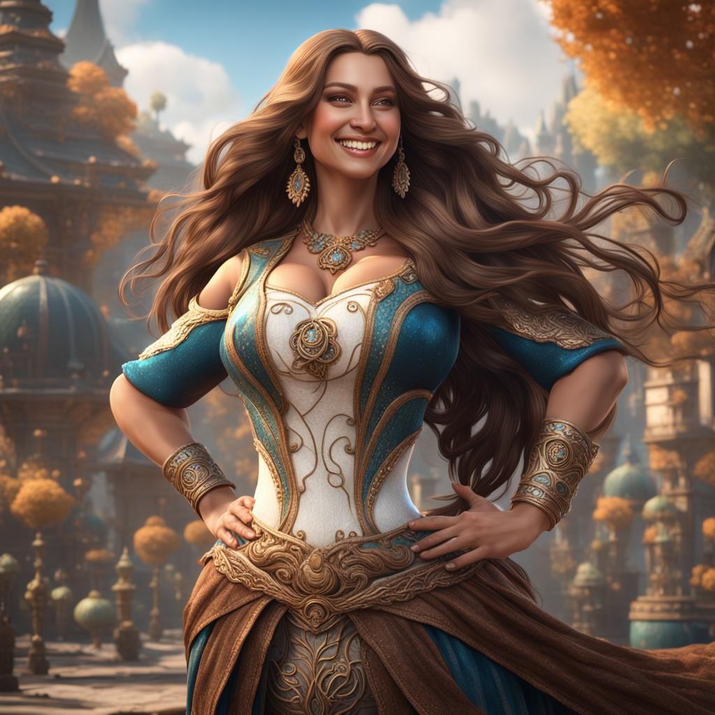 Curvy Woman with Flowing Hair: Fantasy Concept Art