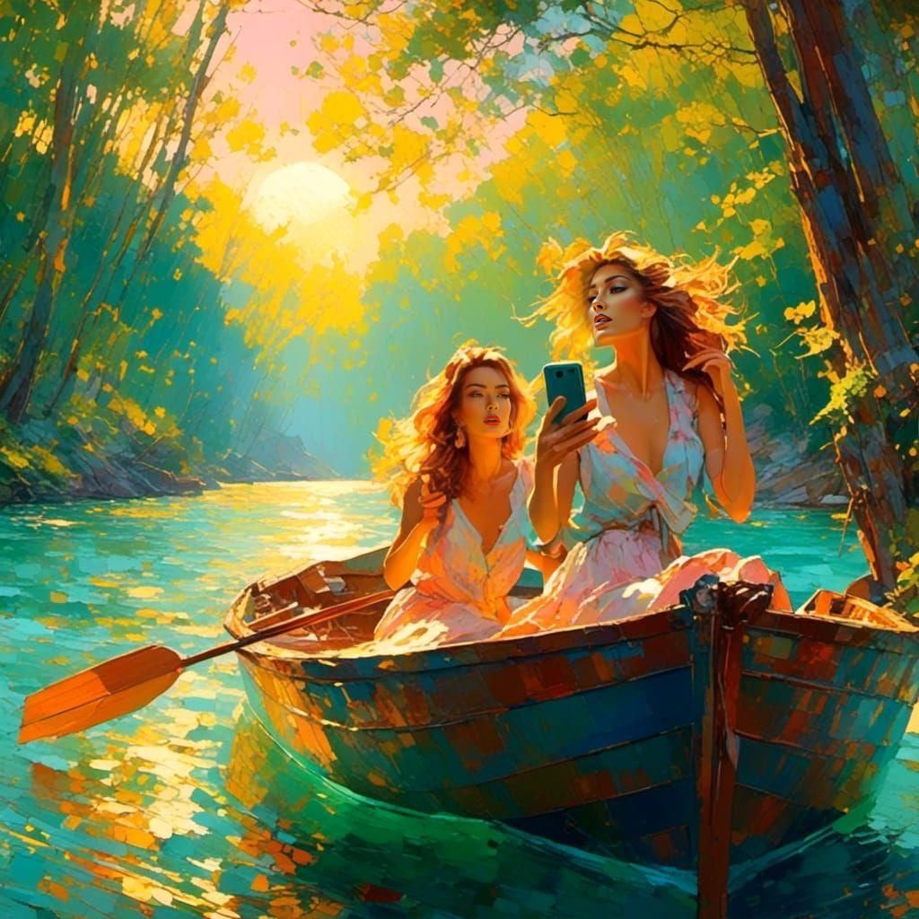 Women on Boat Trip Enjoying Sunny Day