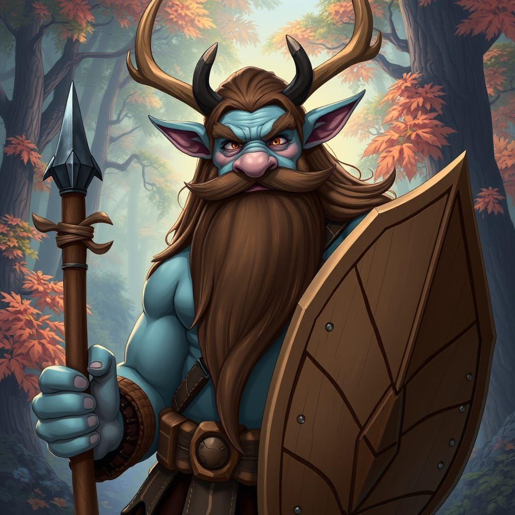 Firbolg Giant in Forest, Manga Anime Style