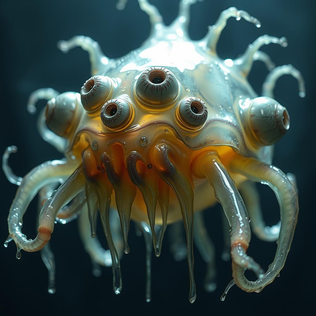 Hyperrealistic Shoggoth with Oily Tentacles
