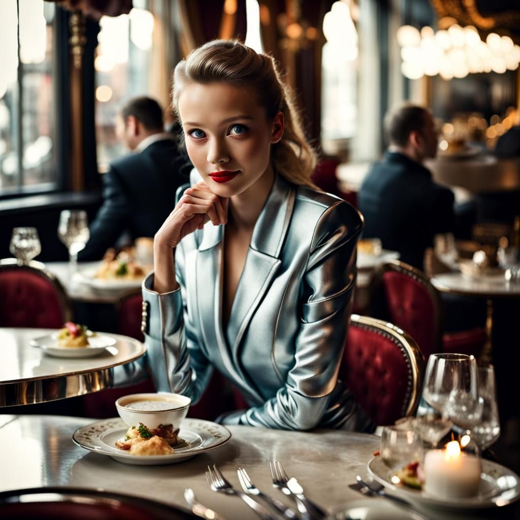 Surreal Alien Restaurant Celebration in Magical Realism