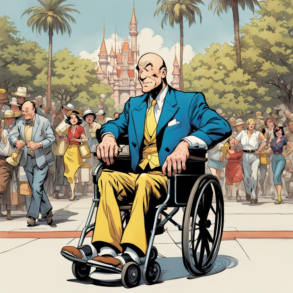 Professor X's Disneyland Vacation in Comic Book Style
