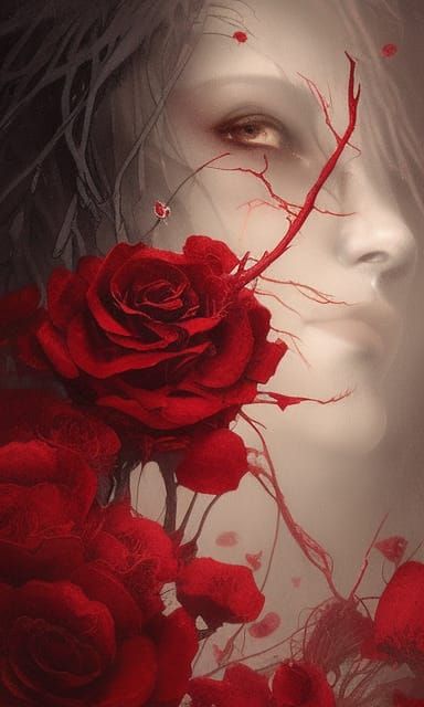 Rose Crowned Queen in Horror Fantasy Style