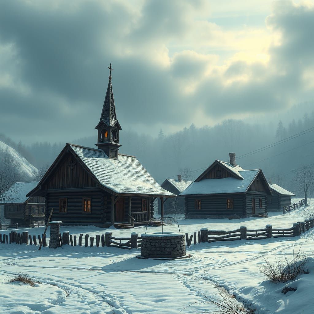 Rus Prince Era Log Village Winter Morning in Epic Cinematic ...