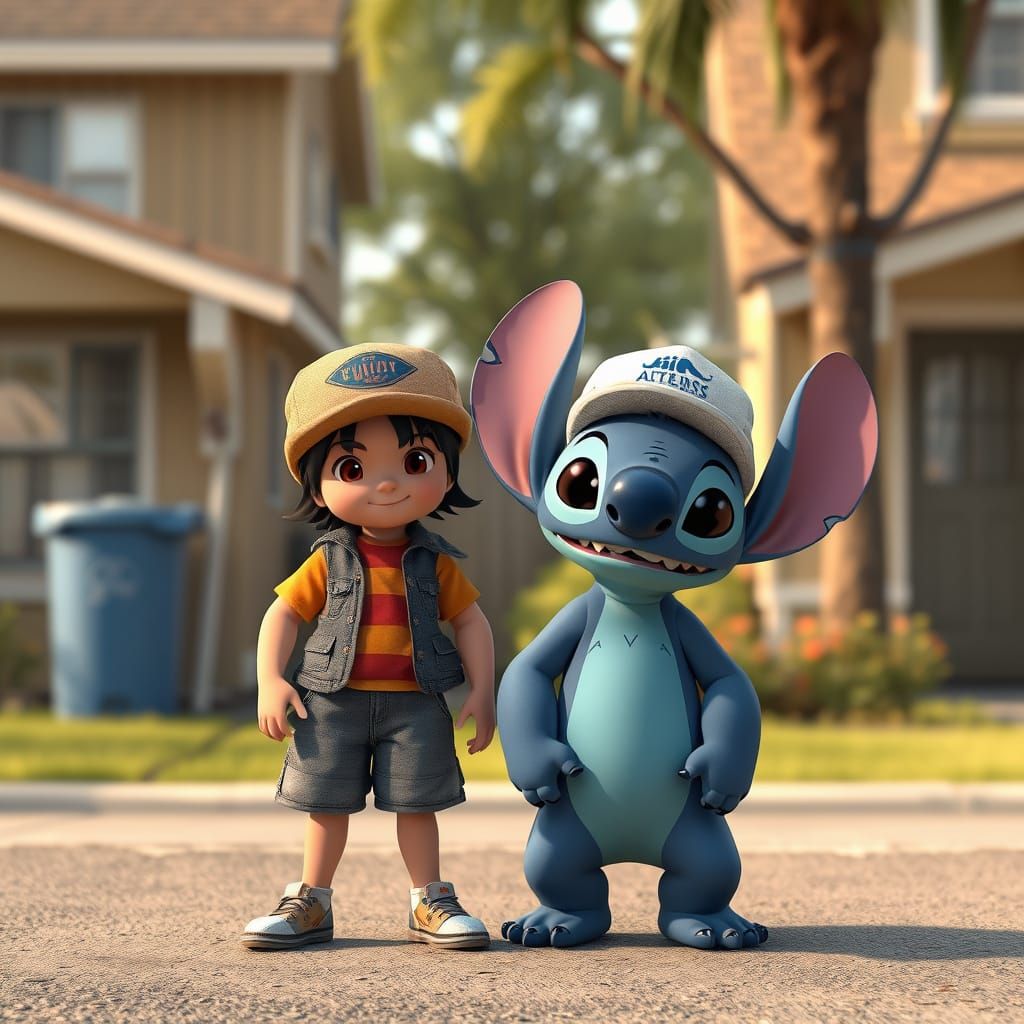 Lilo and Stitch in a Mundane Suburban Setting