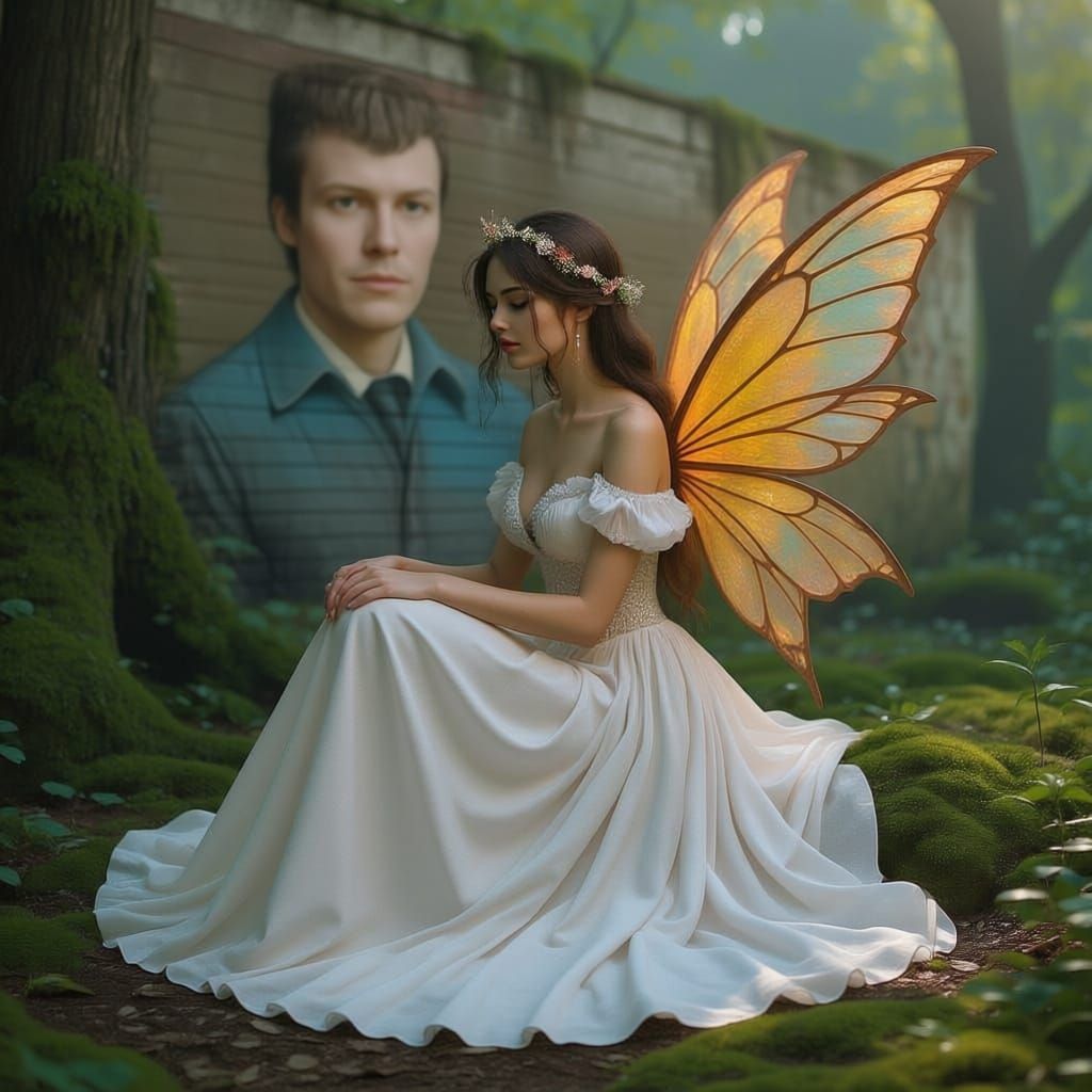 Autumn Fairy with Bioluminescent Forest, Impasto Oil