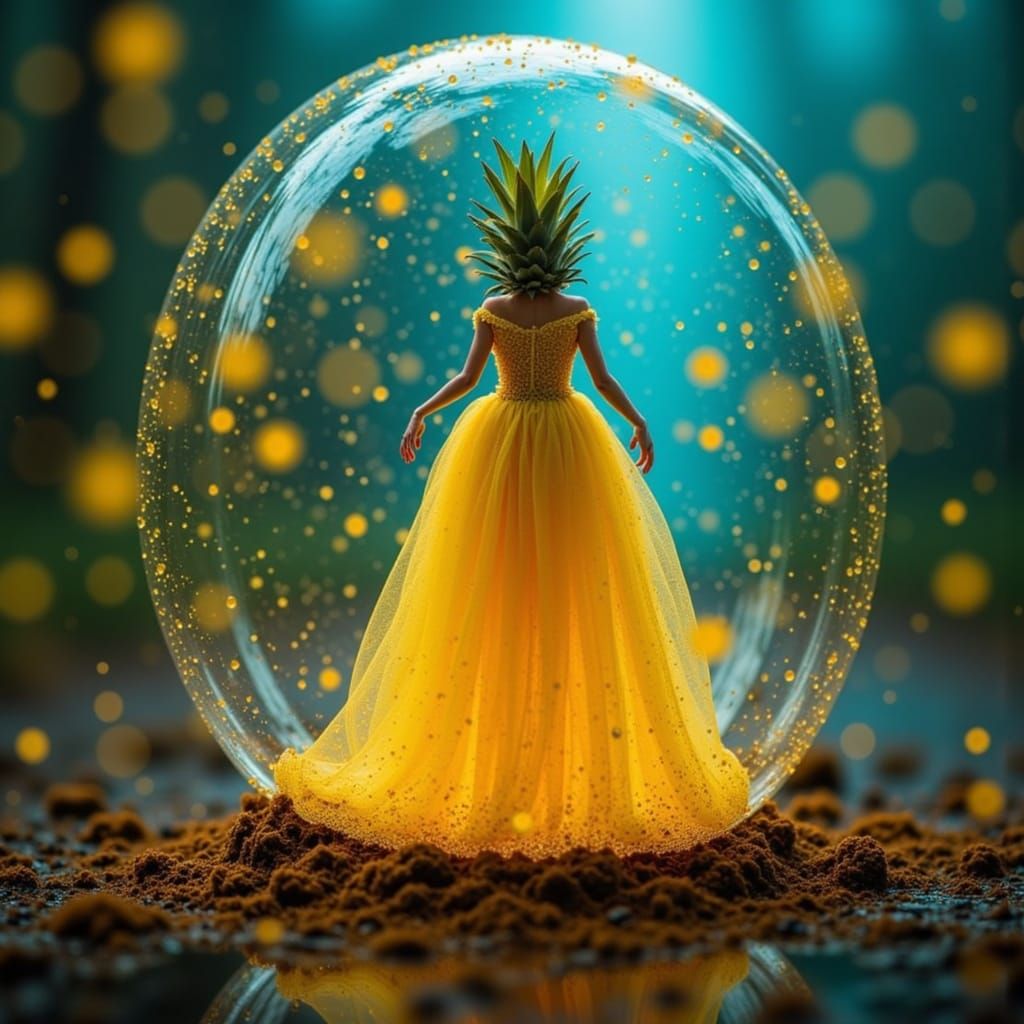 Lilliputian Princess in Glass Pineapple, Futuristic Digital ...