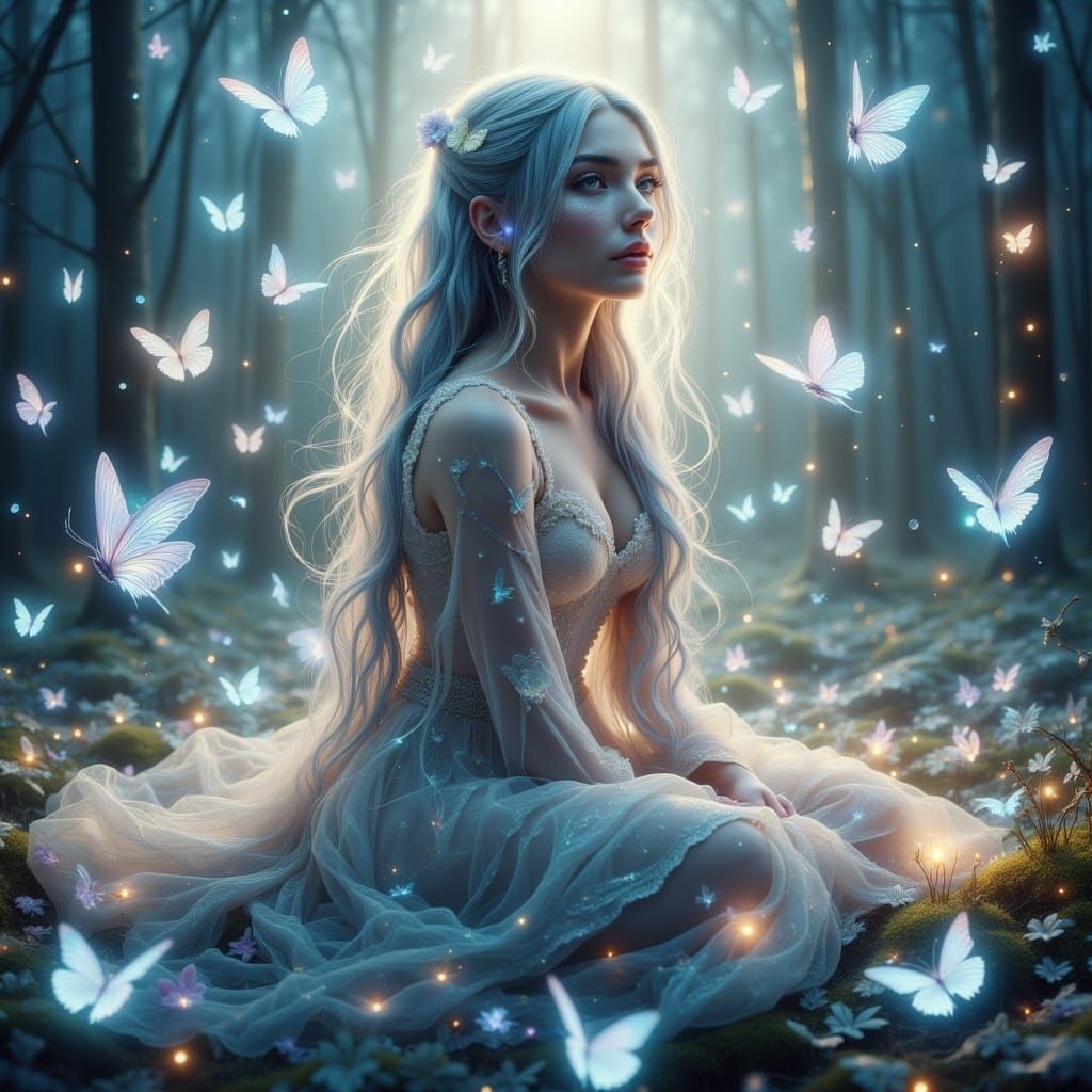 Enchanted Forest Portrait of a Girl with Opal Freckles