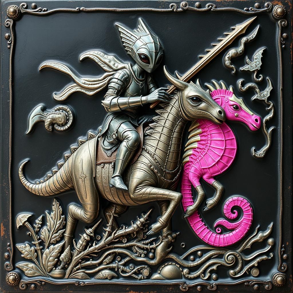 Alien Knight Charges Wizard in Prismatic Relief