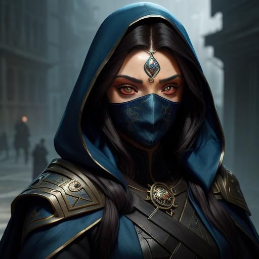 Sly Thief in Cloak and Mask Portrait