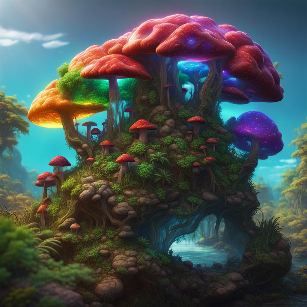 Lush Island with Crystal Skull in Unreal Engine Art