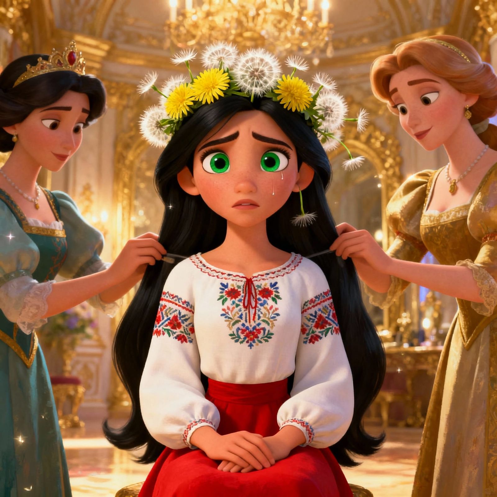 Sad Russian Tsarina in Disney 3D Cartoon Style
